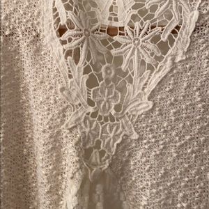 Chico’s cream cardigan with lace